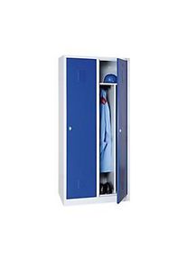 Kleiderspind, 2 Türen, B 800 x H 1800 mm, Drehriegelverschluss, lichtgrau/enzianblau