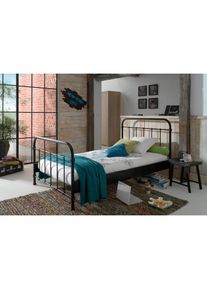 Kinderbett, Metallbett, Jugendbett, Einzelbett mit Lattenrost , schwarz , Vipack