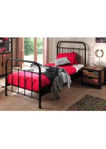 Kinderbett, Metallbett, Jugendbett, Einzelbett mit Lattenrost , schwarz , Vipack
