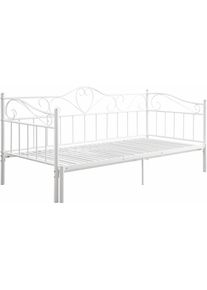 Metallbett »Sina«, mit geschwungenem Kopf- und Fussteil, ausziehbar auf 180/200 cm , weiss , Home Affaire