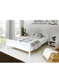 Jugendbett »Nadine«, Futonbett in diversen Breiten, Kiefer, mit Rollrost , weiss , Ticaa , Kiefer massiv weiss gewachst
