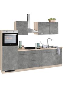 Wiho-Küchen WIHO KÜCHEN Küchenzeile »Zell«, ohne E-Geräte, Breite 280 cm grau made_in_germany beton/satin eichefarben