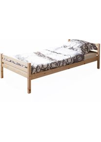 Jugendbett »Nadine«, Futonbett in diversen Breiten, Kiefer, mit Rollrost , beige , Ticaa , Kiefer massiv natur