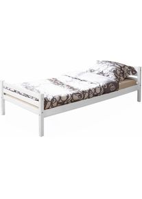 Jugendbett »Nadine«, Futonbett in diversen Breiten, Kiefer, mit Rollrost , weiss , Ticaa , Kiefer massiv weiss gewachst
