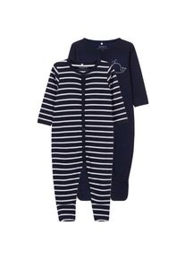 name it Schlafoverall »aus Bio-Baumwolle«, (Packung, 2 tlg.) weiß 56 N-Gr marine-weiß-geringelt 2er Packung Schlafoveralls für Babys