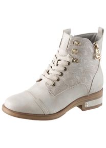 Mustang Shoes Schnürstiefelette, mit Innenreißverschluss beige 39 natur-used Flache Stiefelette mit edler Prägung
