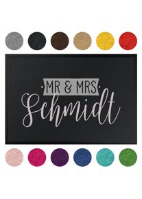 Fußmatte Mr und Mrs Wunschtext kursiv
