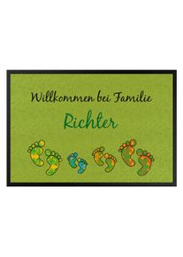 Fußmatte Willkommen Fußabdrücke Wunschtext