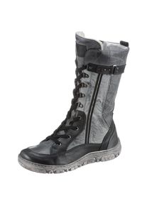 KRISBUT Schnürstiefel, mit Nieten und Zierband grau 42 grau-used Winterstiefel mit Kontrast-Ziernähten