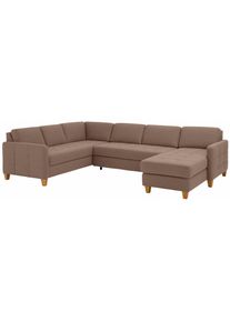 Home Affaire Wohnlandschaft »Earl«, wahlweise auch mit Bettfunktion oder Bettfunktion mit Bettkasten beige dunkelbeige