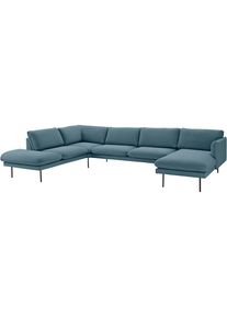 COUCH♥ Wohnlandschaft »Levon«, in moderner Optik, mit Metallbeinen, COUCH Lieblingsstücke blau