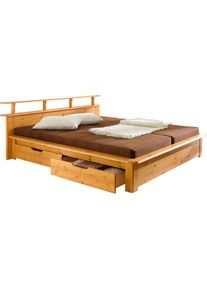 Home Affaire Funktionsbett »Finja«, aus massivem Kiefernholz, inklusive Rollrost, Kopfteil mit praktischer Ablagefläche braun ecobio fsc...