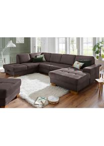 Home Affaire Wohnlandschaft »Pucci«, mit Federkern, Sitztiefenverstellung, Kontrastnaht braun mocca