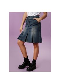 Aniston Casual, Unisex, Aniston CASUAL Jeansrock mit eingelegten Falten, blau, used, 36, Unisex-Jeansrock in trendiger Used-Waschung