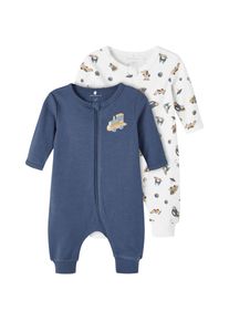 name it Schlafoverall »NBMNIGHTSUIT 2P ZIP« blau 74 N-Gr blau-weiß gemustert name it 2er Packung Schlafanzüge für Jungen