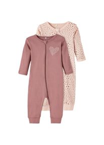 name it Schlafoverall »NBFNIGHTSUIT 2P ZIP ROSE TAUPE LEO« rosa 104 N-Gr rosa-altrosa 2er Pack Schlafanzüge von name it für Mädchen
