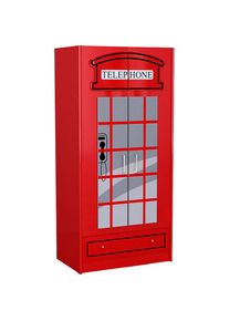 Kinderkleiderschrank »London«, Schrank im Look einer Londoner Telefonzelle mit Schublade , rot , Vipack