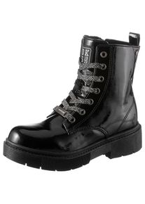 Dockers by Gerli Stiefel, in gl&auml;nzender Lack-Optik schwarz 33 Mit glitzernden Schn&uuml;rsenkeln und Innen-Rei&szlig;verschluss