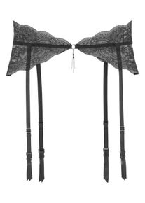 Lascana Strumpfhalter, Aus Feiner, Floraler Spitze In Transparenter Optik Schwarz, Größe 36/38