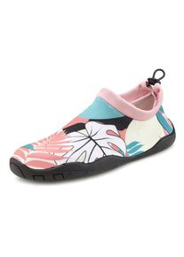 Lascana Aquaschuh, Badeschuhe ultraleicht und schnelltrocknend VEGAN bunt 38 schwarz Mit dekorativem Print