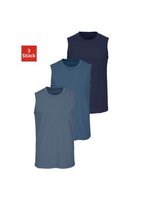 H.I.S. H.I.S Muscleshirt, (3 tlg.), mit Rundhalsausschnitt blau 4/S dunkelblau, mittelblau, blau Muscleshirt im 3er Pack