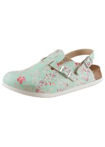 Birkenstock Clog »KAY SL«, mit schwenkbarem Fersenriemen, Schuhweite E bunt 40 mint-rosa-geblümt Berufsschuh von Birkenstock mit modischer Applikation