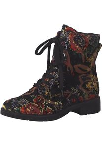 Jana Schnürstiefelette, mit Innenreißverschluss, Komfortweite H bunt 39 schwarz-multi Modische Stiefelette mit schöner Blütenverzierung und...
