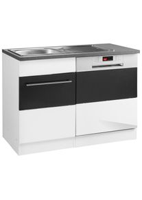 HELD MÖBEL Spülenschrank »Trient«, 110 cm breit, inkl. Tür/Socke für Einbaugeschirrspüler , grau , HELD MÖBEL , made_in_germany , weiss/anthrazit Hochglanz