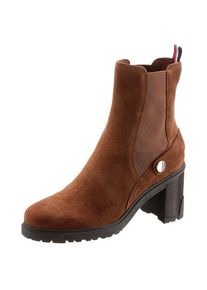Tommy Hilfiger Chelseaboots »OUTDOOR HIGH HEEL BOOT«, mit Zierriegel braun 38 cognac Chelsesaboots mit praktischer Anziehlasche