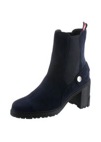 Tommy Hilfiger Chelseaboots »OUTDOOR HIGH HEEL BOOT«, mit Zierriegel blau 42 dunkelblau Chelsesaboots mit praktischer Anziehlasche