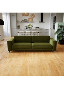 MYCS Sofa Samt Olivgrün - Moderne Designer-Couch: Hochwertige Qualität, einzigartiges Design - 248 x 75 x 98 cm, Komplett anpassbar