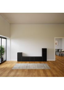 MYCS TV-Schrank Schwarz - Moderner Fernsehschrank: Türen in Schwarz - 267 x 118 x 34 cm, konfigurierbar