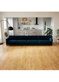 MYCS Sofa Samt Nachtblau - Moderne Designer-Couch: Hochwertige Qualität, einzigartiges Design - 384 x 75 x 98 cm, Komplett anpassbar