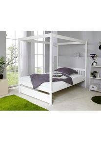 Himmelbett »Lino«, in diversen Breiten, Kiefer , weiss , Ticaa , Kiefer massiv weiss gewachst