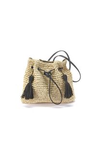 Lascana Umhängetasche, Strandtasche aus leichtem Papierstroh mit modischen Tasseln VEGAN beige Taschen
