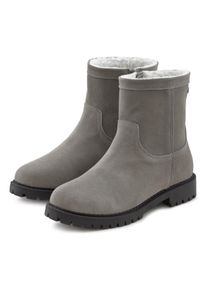 Lascana Stiefel, Boots Winterstiefel Aus Leder mit Warmfutter Und Profilsohle Grau, Größe 39
