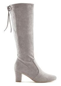 Lascana Stiefel, Aus Elastischem Stretchmaterial mit Langschaft Und Blockabsatz Vegan Grau, Größe 38