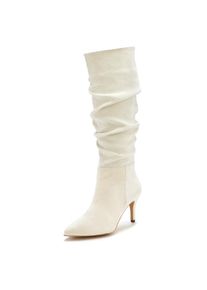 Lascana Stiefel, Slouchy Boots mit modischer Raffung VEGAN beige 42 Mit modischer Raffung