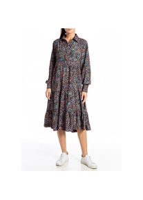 Replay Druckkleid, knielanges Blusenkleid mit Hemdkragen bunt M N-Gr black bunt Modisches Blusenkleid mit Knopfleiste
