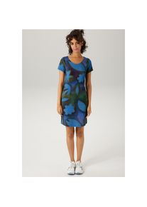 Aniston CASUAL Sommerkleid, im trendigem Batik-Look - jedes Teil ein Unikat - NEUE KOLLEKTION bunt 34 N-Gr marine-blau-khaki-moosgrün-braun...