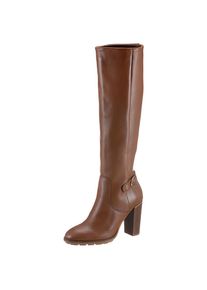 Tommy Hilfiger Stiefel »BELT HIGH HEEL LONGBOOT«, mit goldfarbenen Details, in schmaler Form braun 39 cognac Stiefel mit kurzem Innenreißverschluss