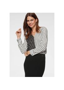 Bruno Banani Wickelbluse, in modischer Wickeloptik schwarz 40 schwarz-weiß-gestreift Designer Bluse von Bruno Banani