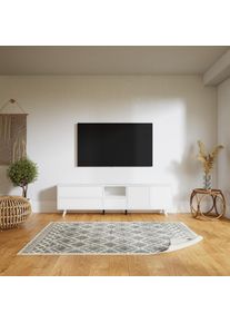 MYCS TV-Schrank Weiss - Fernsehschrank: Schubladen in Weiss & Türen in Weiss - 190 x 52 x 34 cm, konfigurierbar