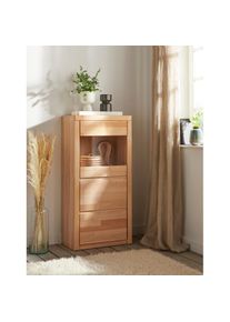 Vitrine &raquo;Silkeborg&laquo;, sch&ouml;ne grifflose Optik, teilmassiv , beige , Woltra , Kernbuche teilmassiv