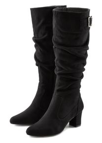 Lascana Stiefel, Slouchy Boots mit Langschaft Und Zierschnalle Vegan Schwarz, Größe 40