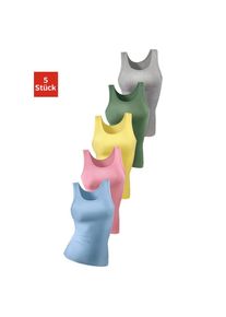 Petite Fleur Unterhemd, aus weicher Feinripp-Qualität bunt 32 hellblau, rosa, gelb, grün, grau-meliert Tanktops im praktischen 5er-Pack
