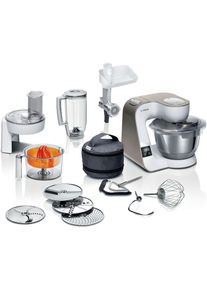 Bosch Küchenmaschine »MUM5XW40 MUM5«, 1000 W, 3, 9 l Schüssel, Waage, Patisserieset, Schnitzler, 4 Scheiben, Fleischwolf, Zitruspresse weiß...