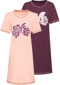 Damen Nachthemden mit platziertem Blüten-Druck rosé + bordeaux