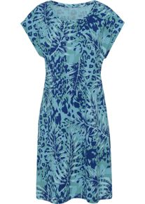 Damen Sommerkleid in A-Form, bedruckt royalblau-aquamarin-bedruckt