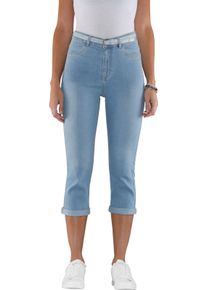 Damen Caprijeans inkl. Glitzer-G&uuml;rtel, Stretch-Qualit&auml;t blue-bleached